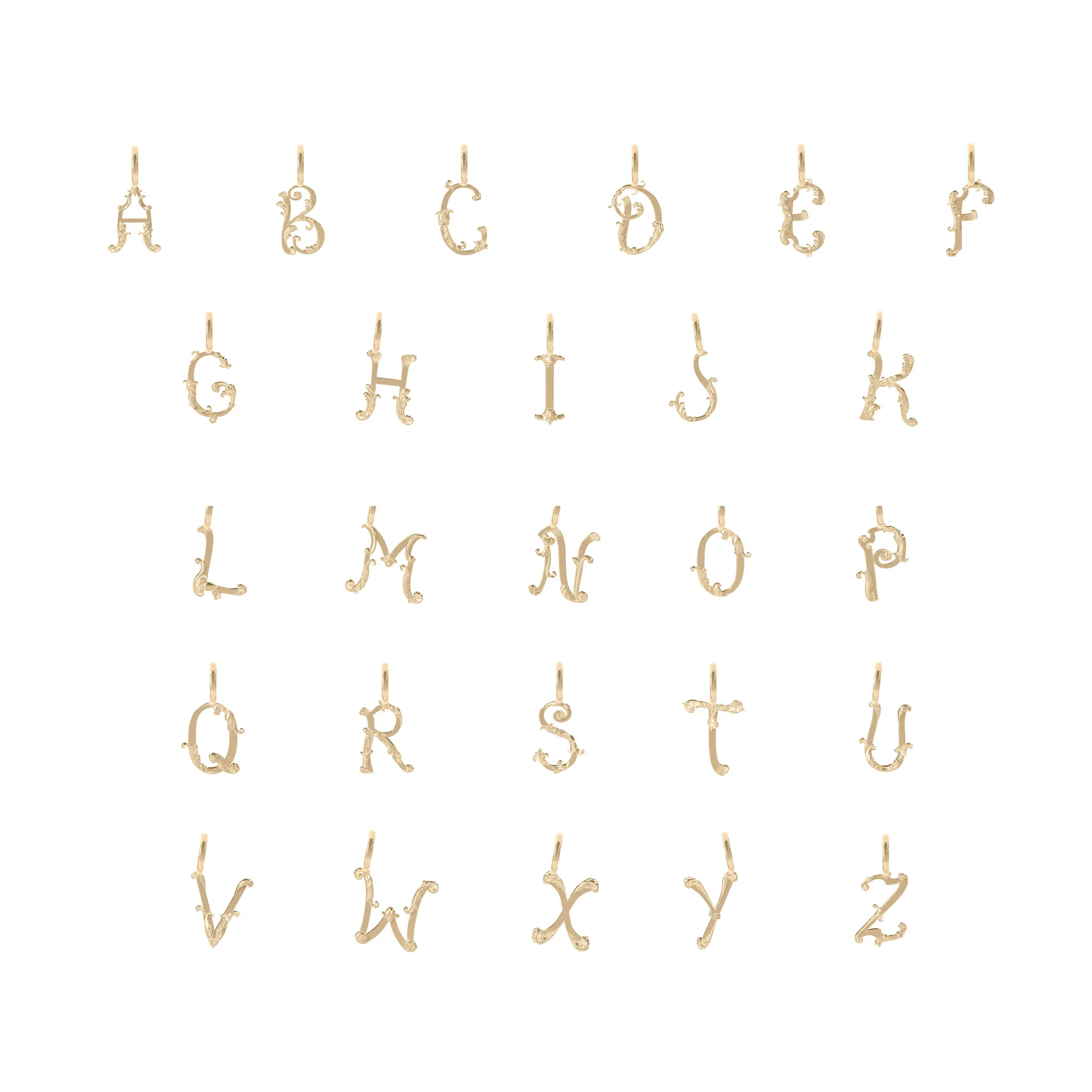 14K Gold Baby Baroque Letter Charms - Image 4