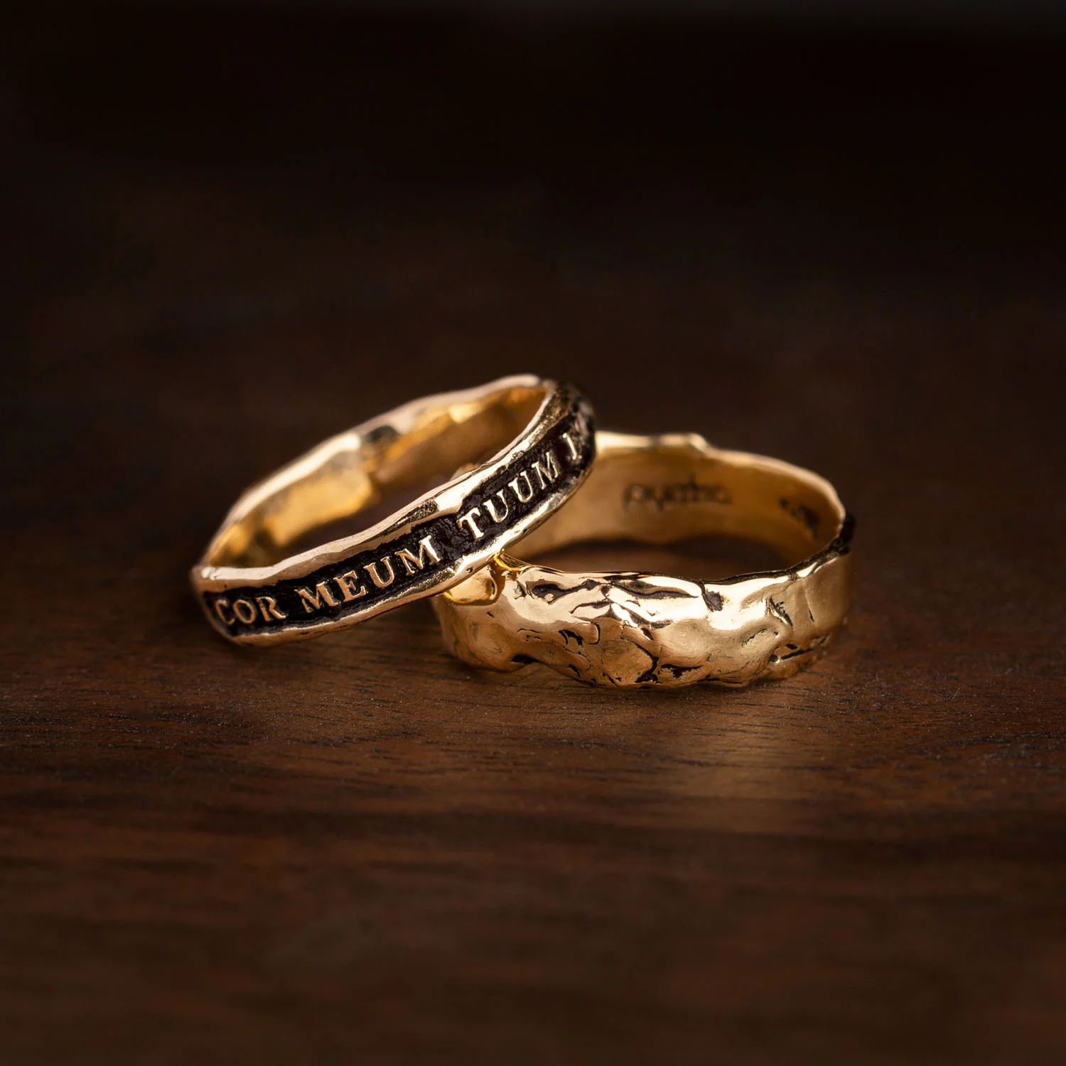 Eternal Love Narrow 14K Gold Textured Band Ring - Image 4