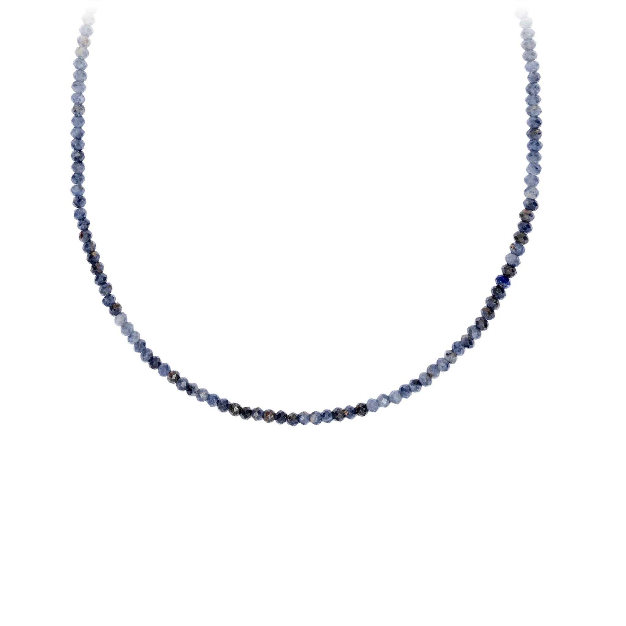 Blue Sapphire 14K Gold Faceted Stone Choker with Talisman Clip - Image 4