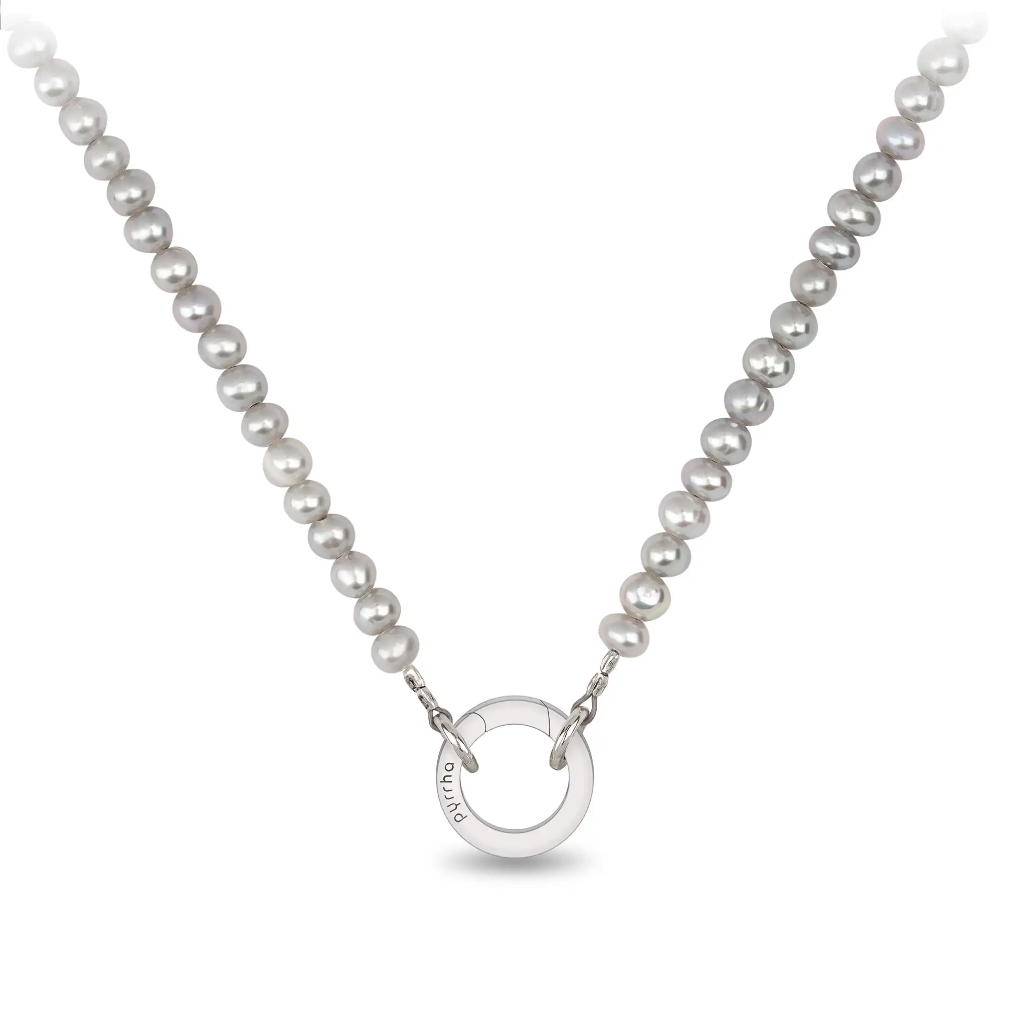 Dove Grey Pearl Choker with Talisman Clip