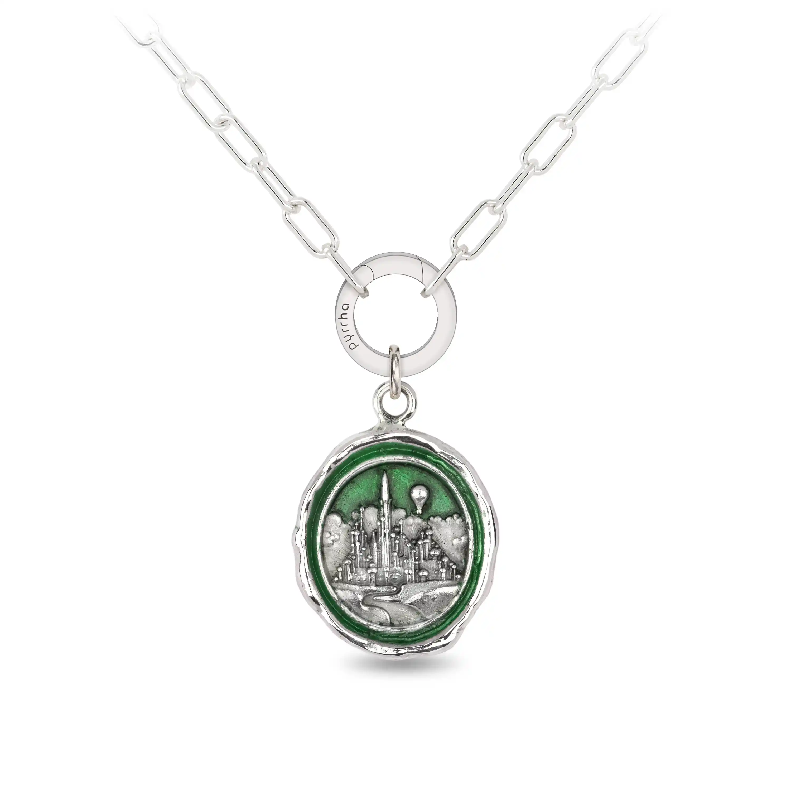 E for Elphaba Small Paperclip Chain Necklace - Wicked Green