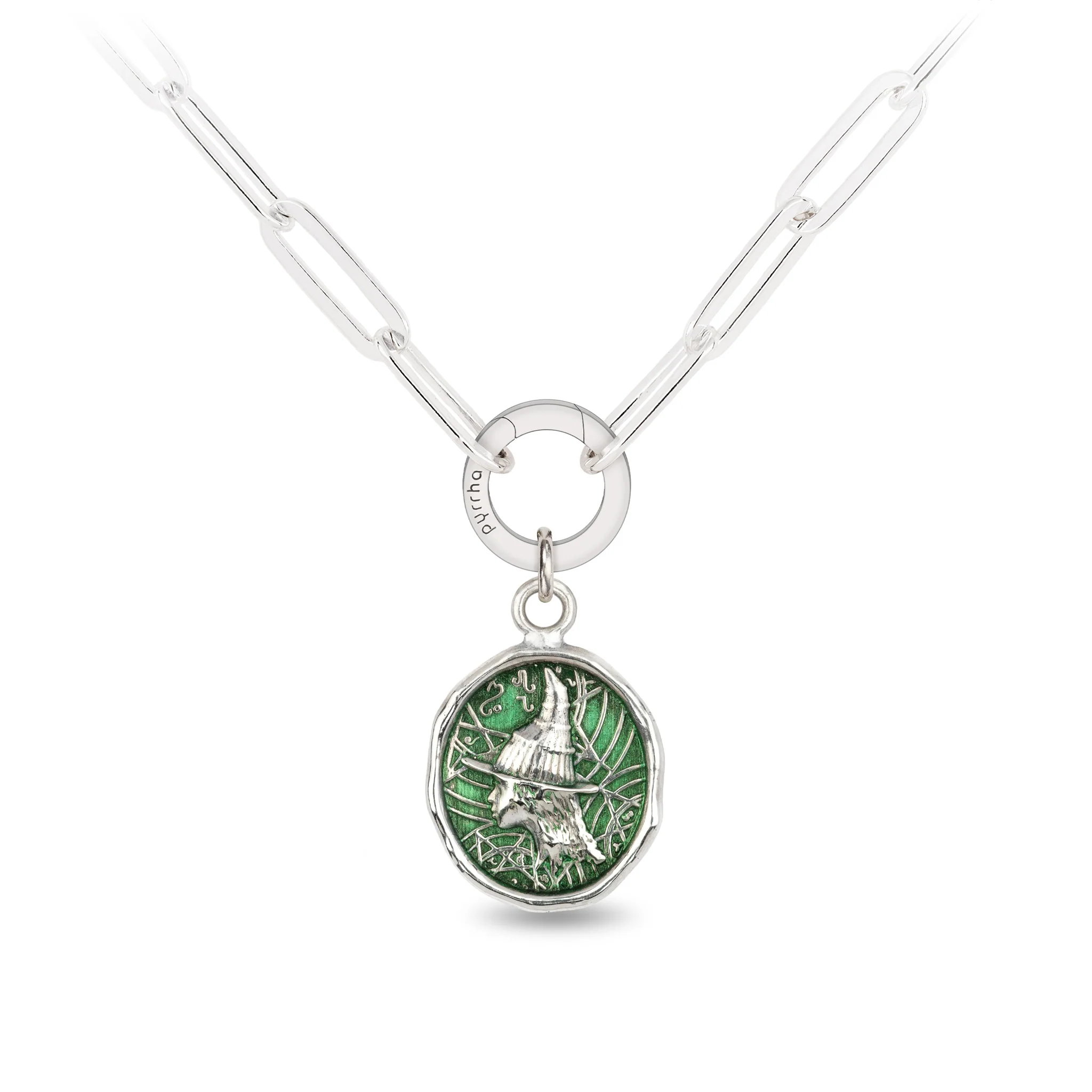 Elphaba Large Paperclip Chain Necklace - Wicked Green