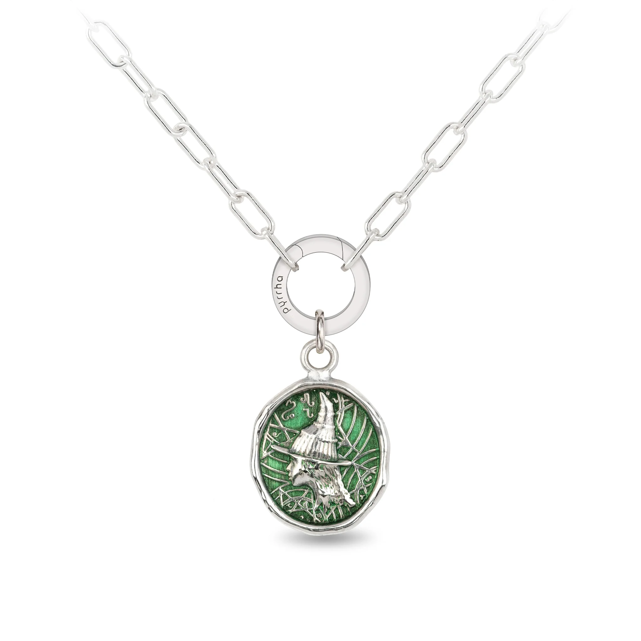 Elphaba Small Paperclip Chain Necklace - Wicked Green