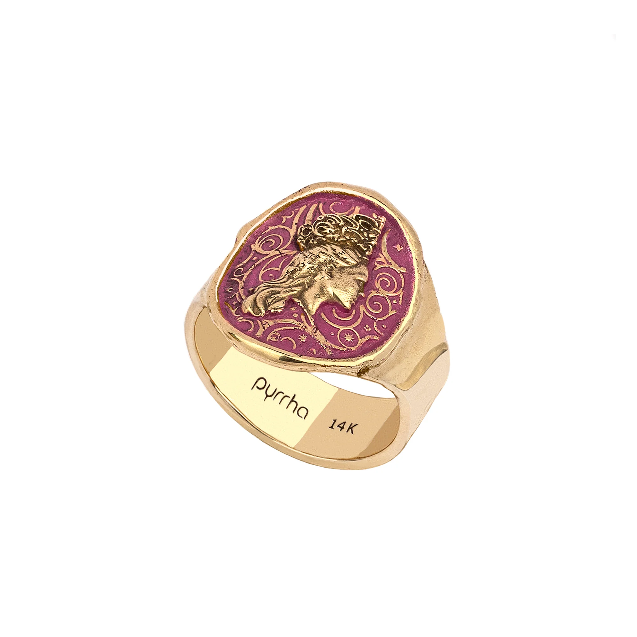 Glinda 14K Gold Cigar Band Ring - Wicked Pink