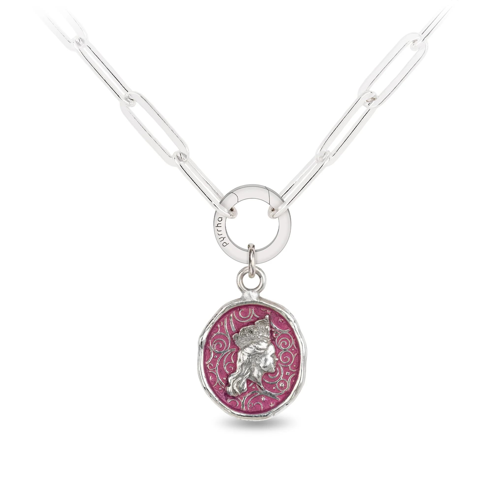 Glinda Large Paperclip Chain Necklace - Wicked Pink