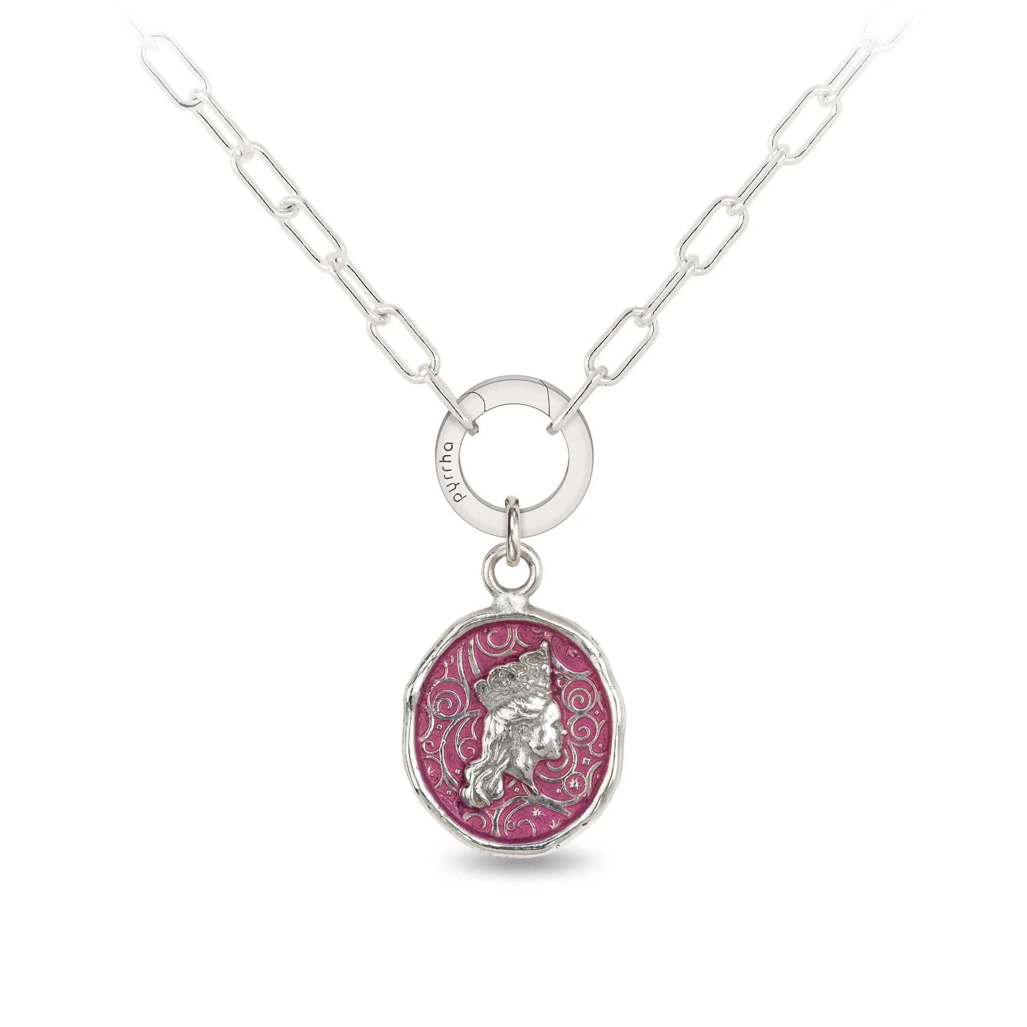 Glinda Small Paperclip Chain Necklace - Wicked Pink
