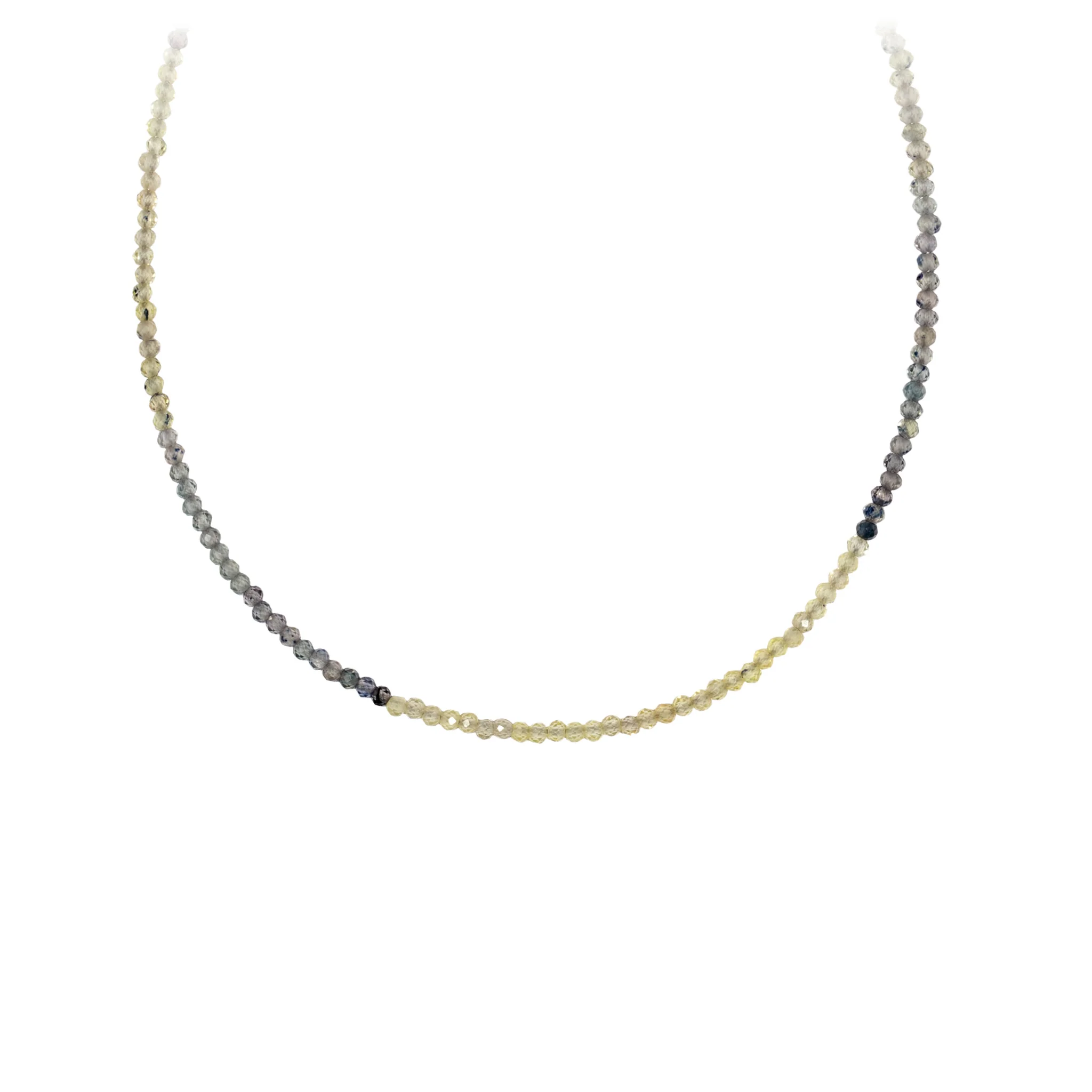 Green and Yellow Sapphire 14K Gold Faceted Stone Choker