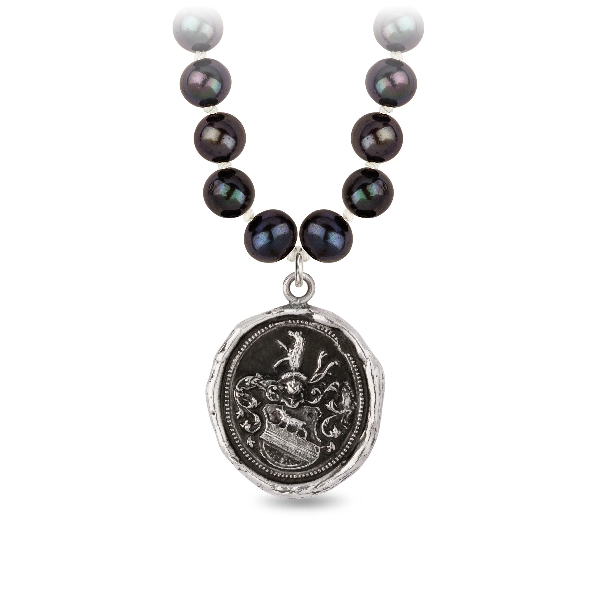 Heart of the Wolf Freshwater Pearl Necklace - Peacock Black