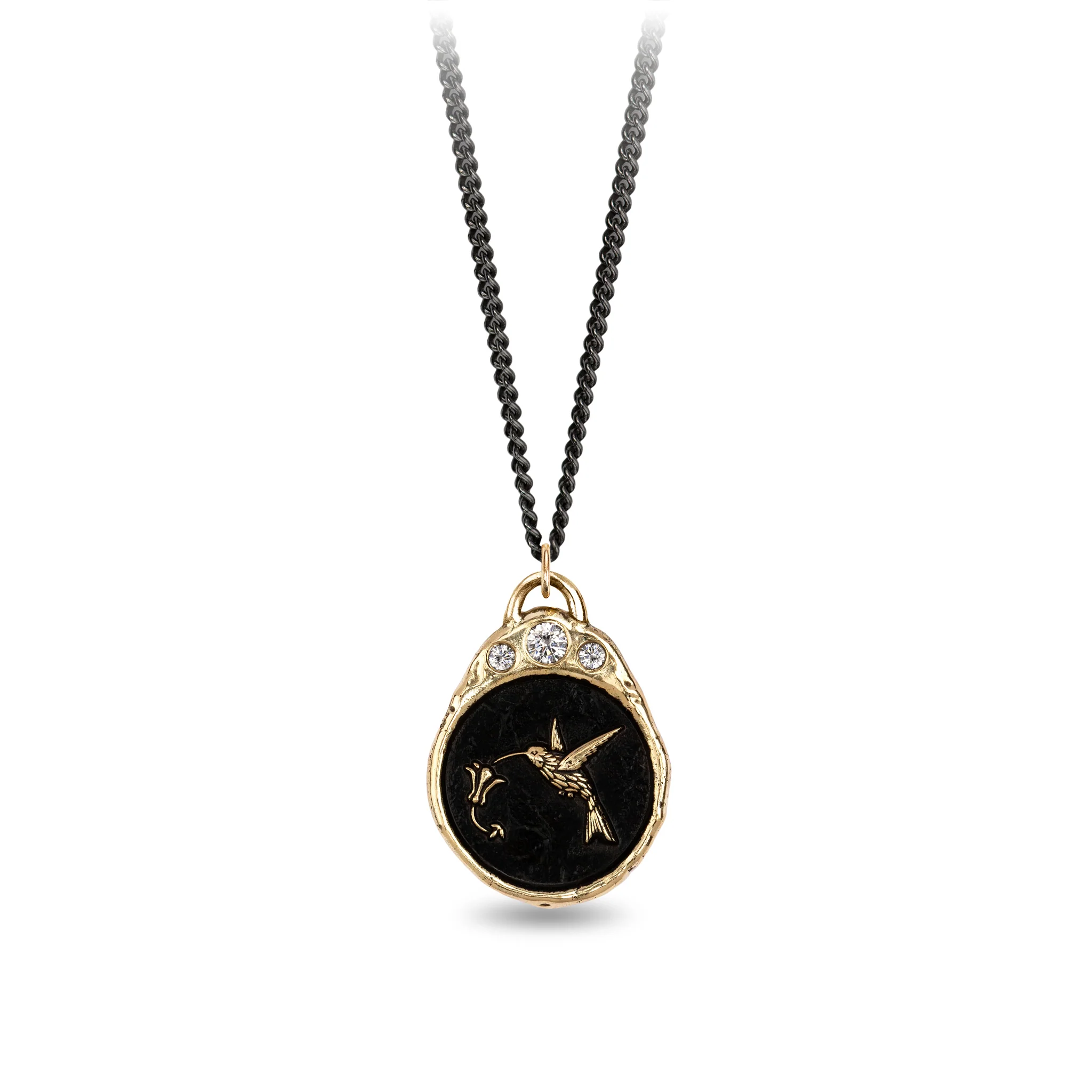 Hummingbird 14K Gold Diamond Crown Talisman - Image 4