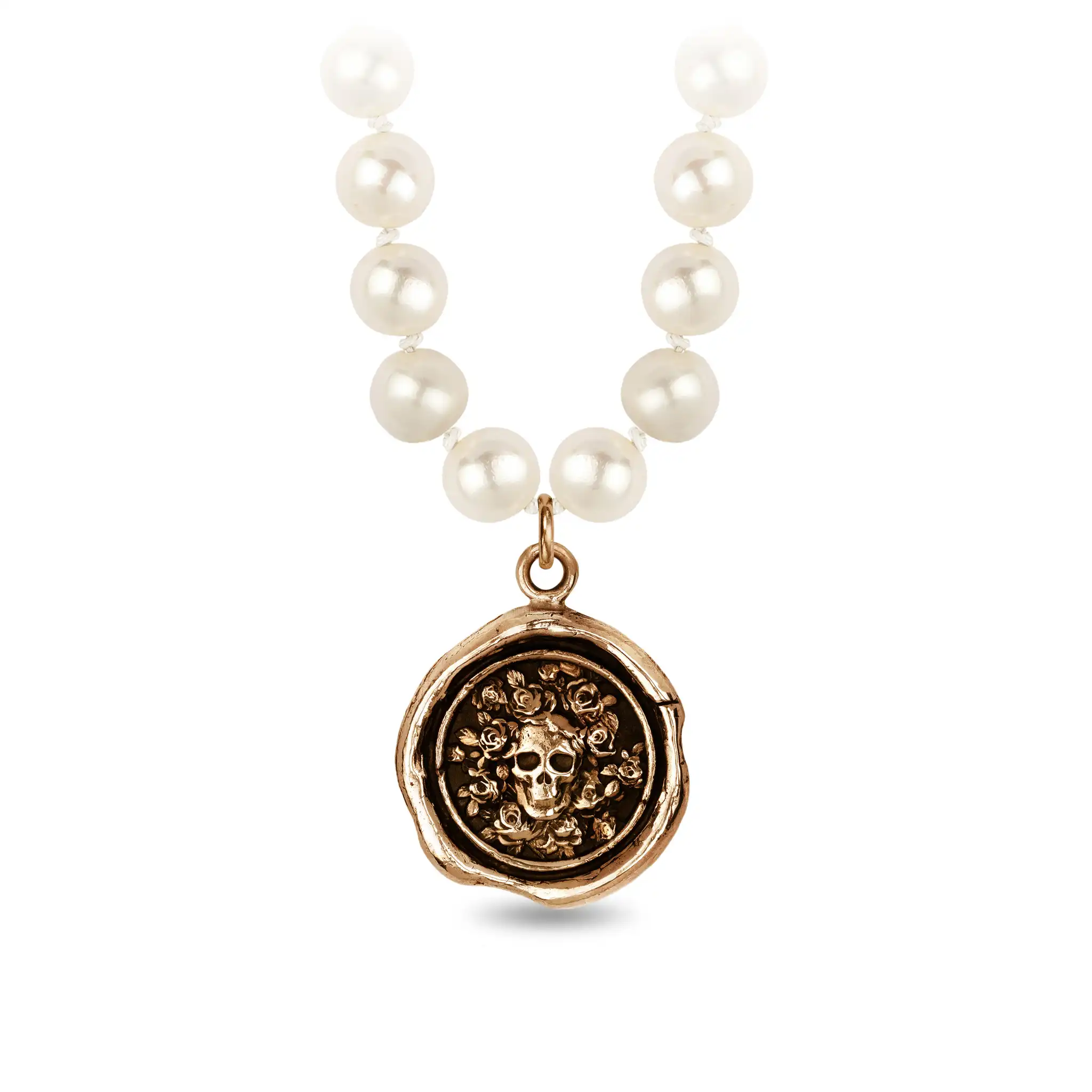 Live Every Moment Freshwater Pearl Necklace - Ivory - Bronze