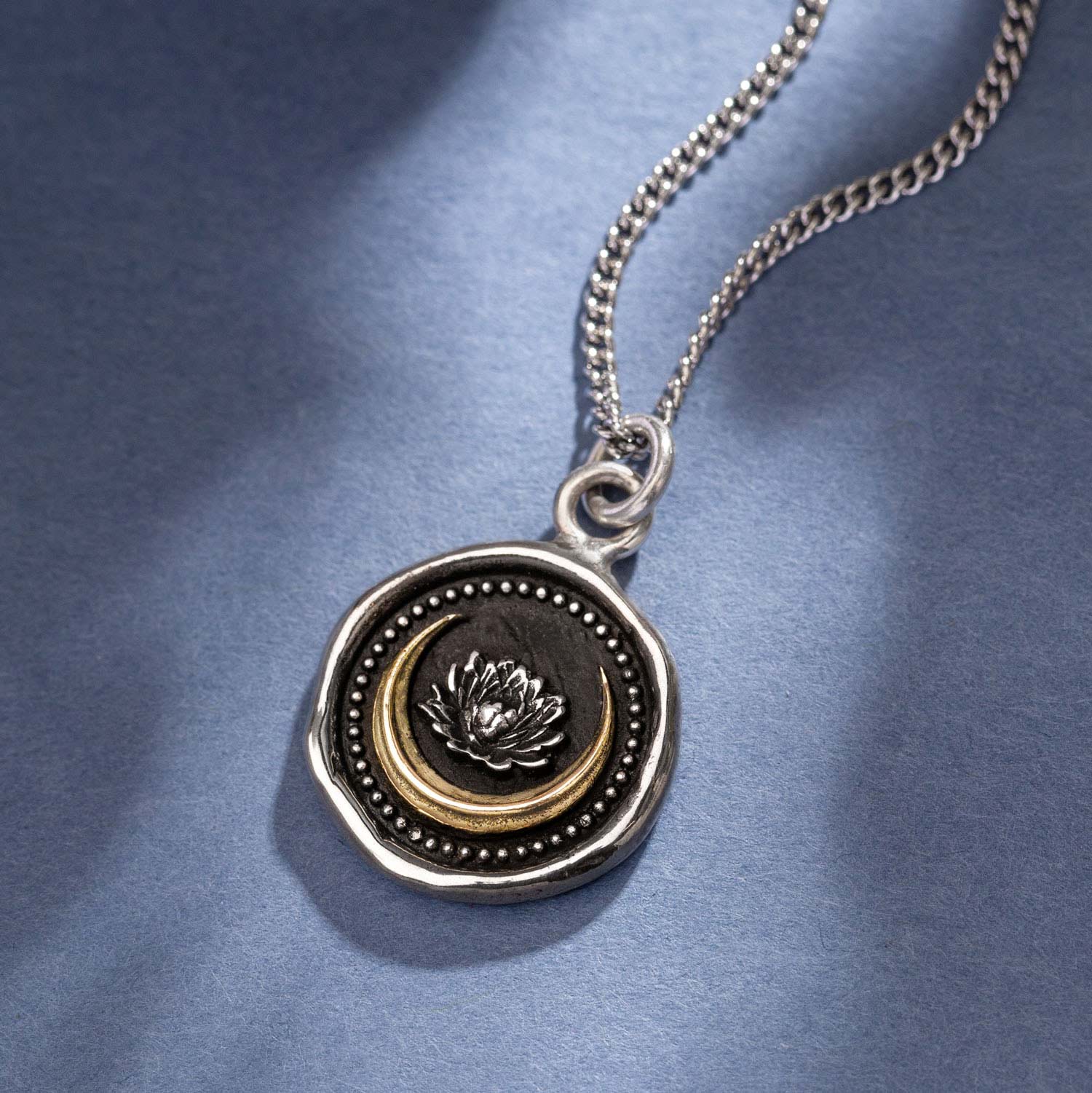 Lotus Flower 14K Gold on Silver Talisman - Image 3