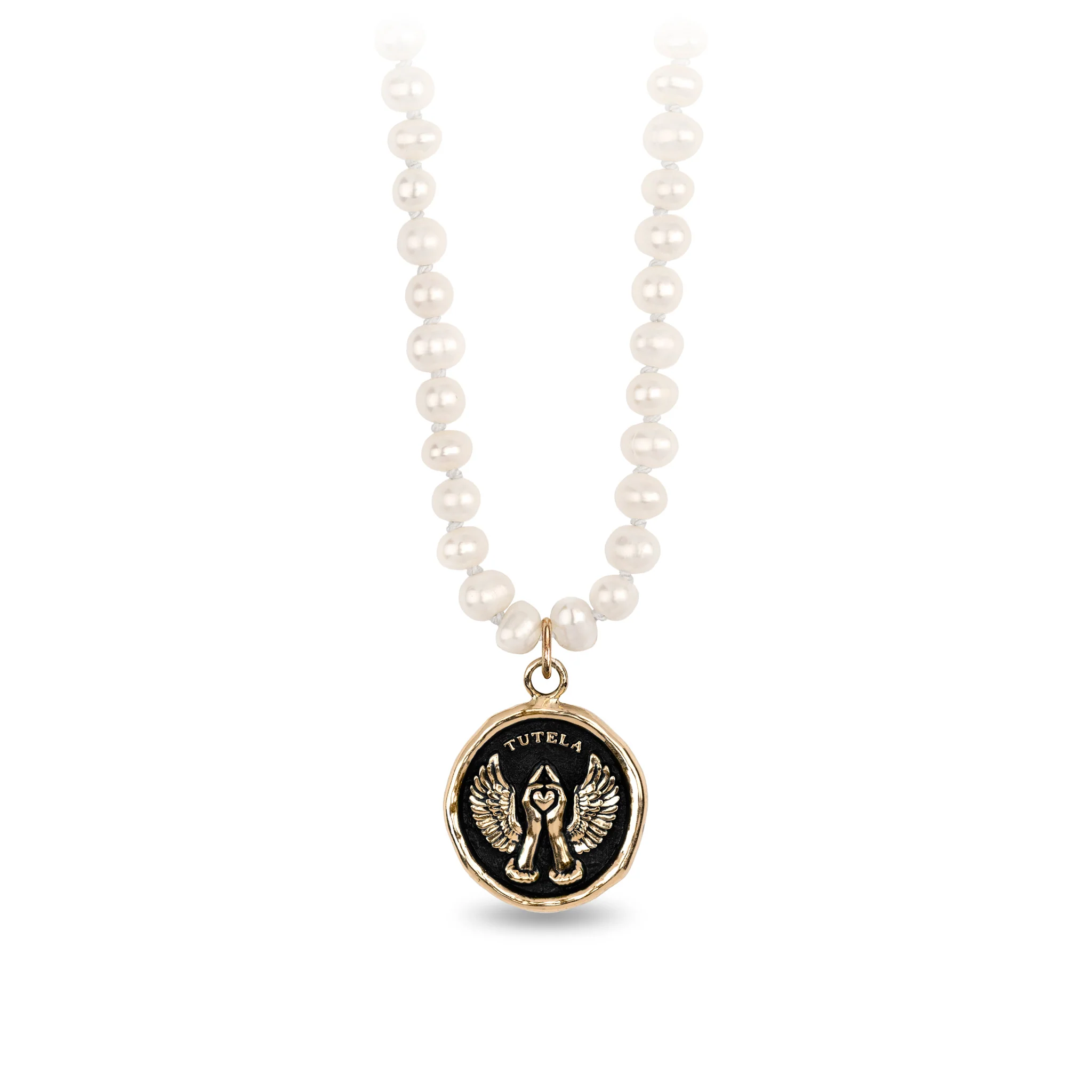 Love & Protection 14K Gold Talisman on Knotted Freshwater Pearl Necklace