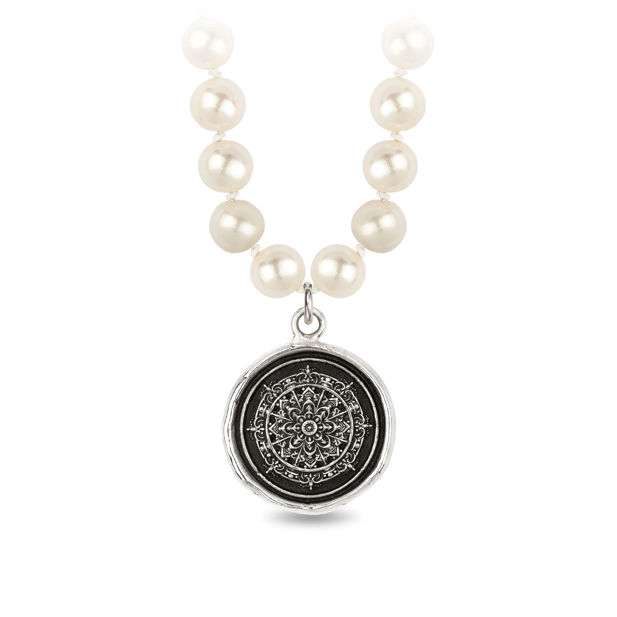Mandala Freshwater Pearl Necklace - Ivory
