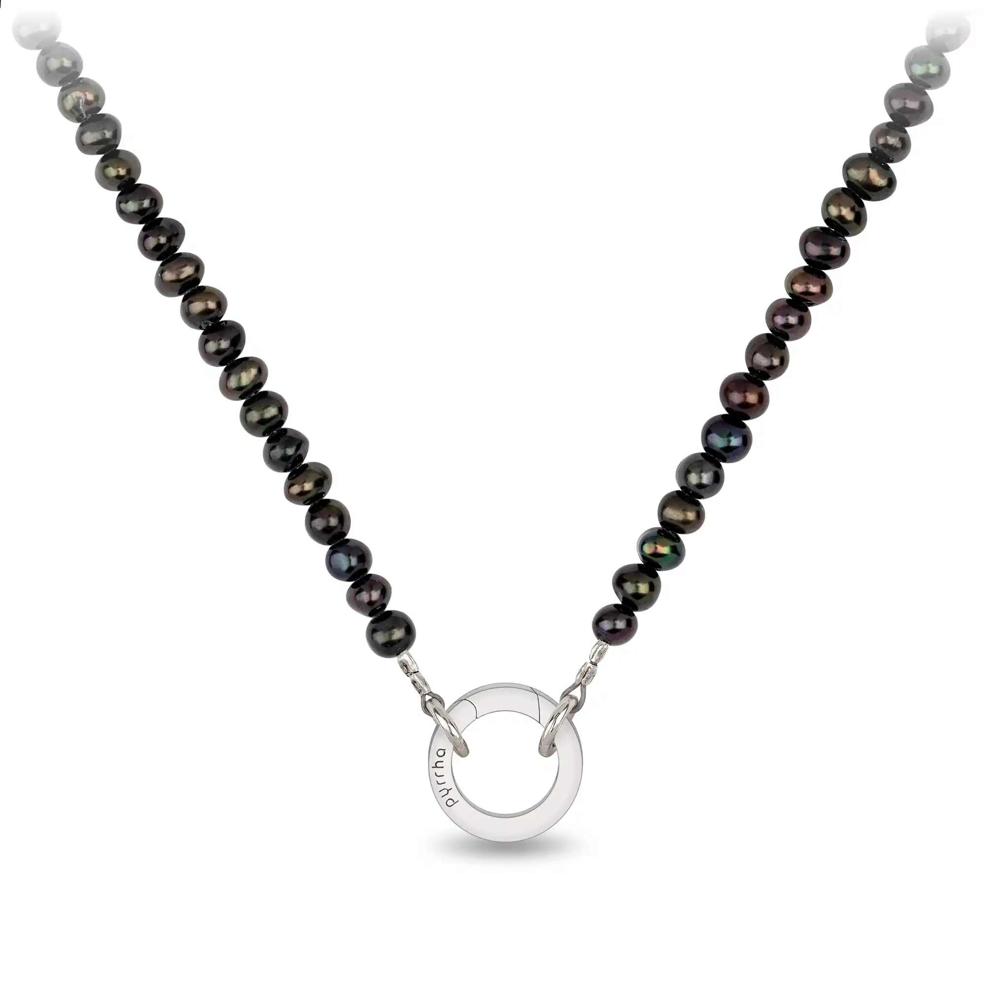 Peacock Black Pearl Choker with Talisman Clip