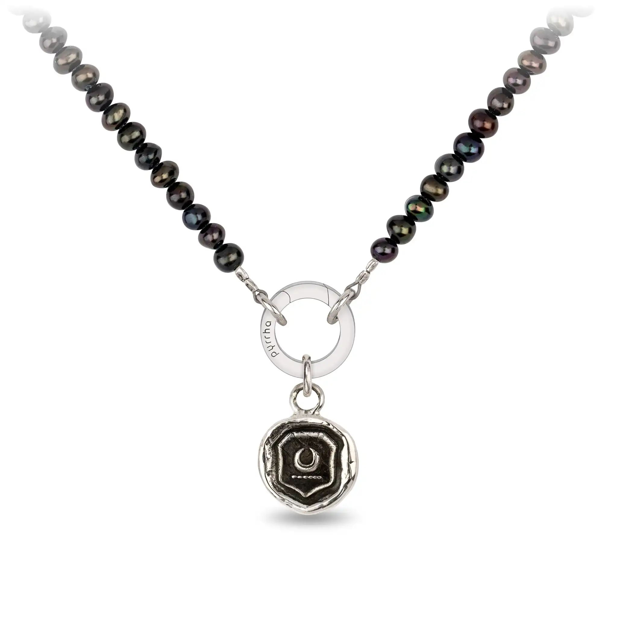 Peacock Black Pearl Choker with Talisman Clip - Image 5