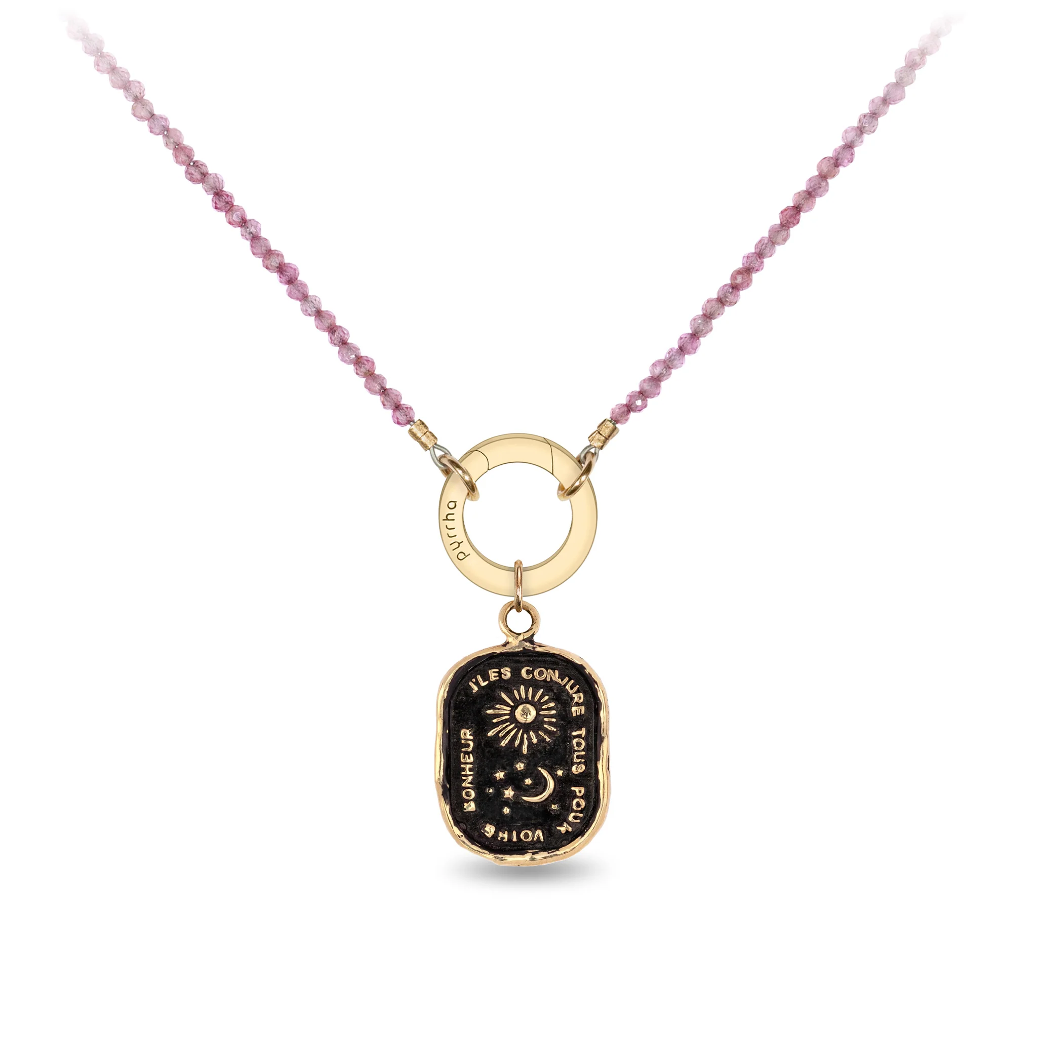 Ruby 14K Gold Faceted Stone Choker with Talisman Clip - Image 3