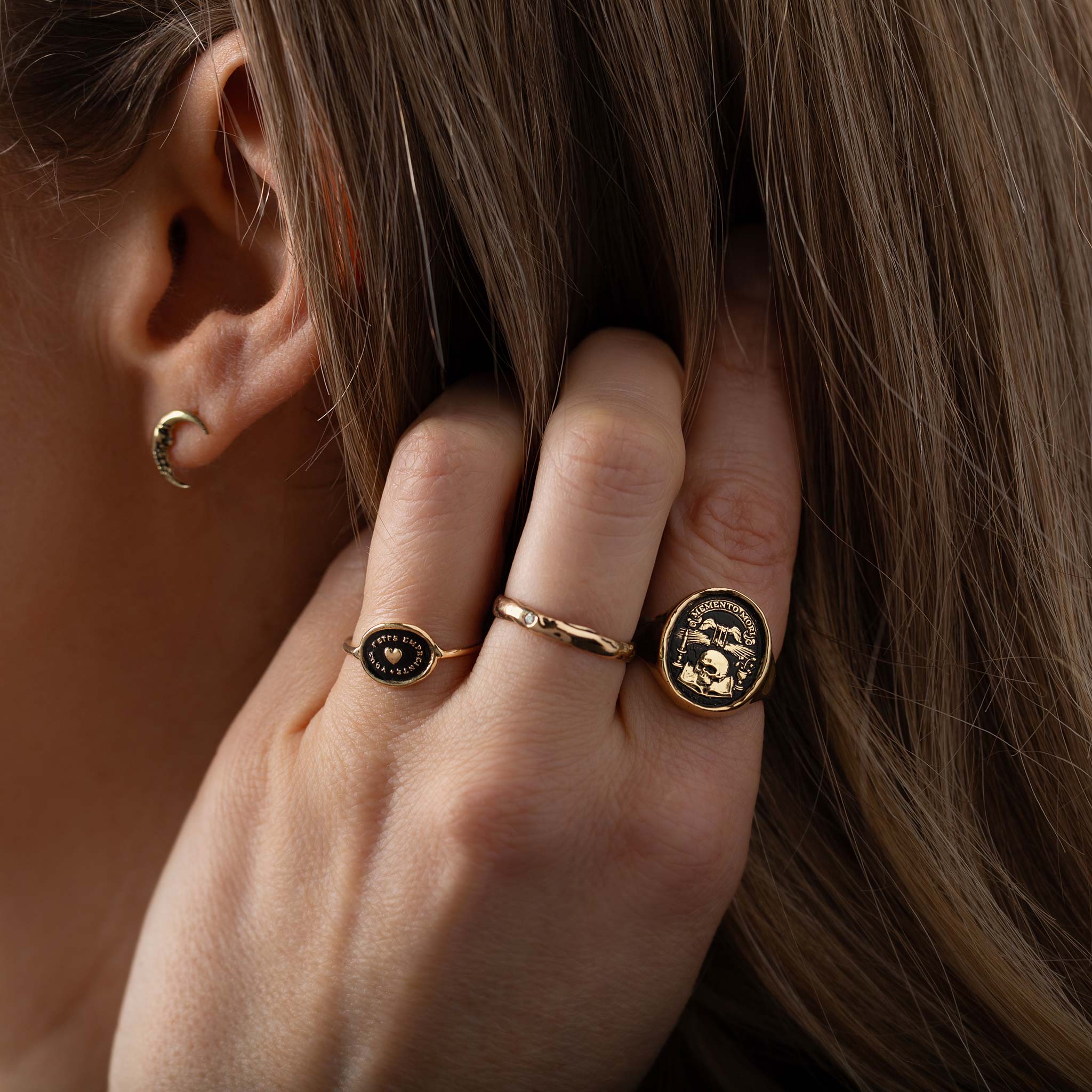 Moon 14K Gold Stud - Image 3