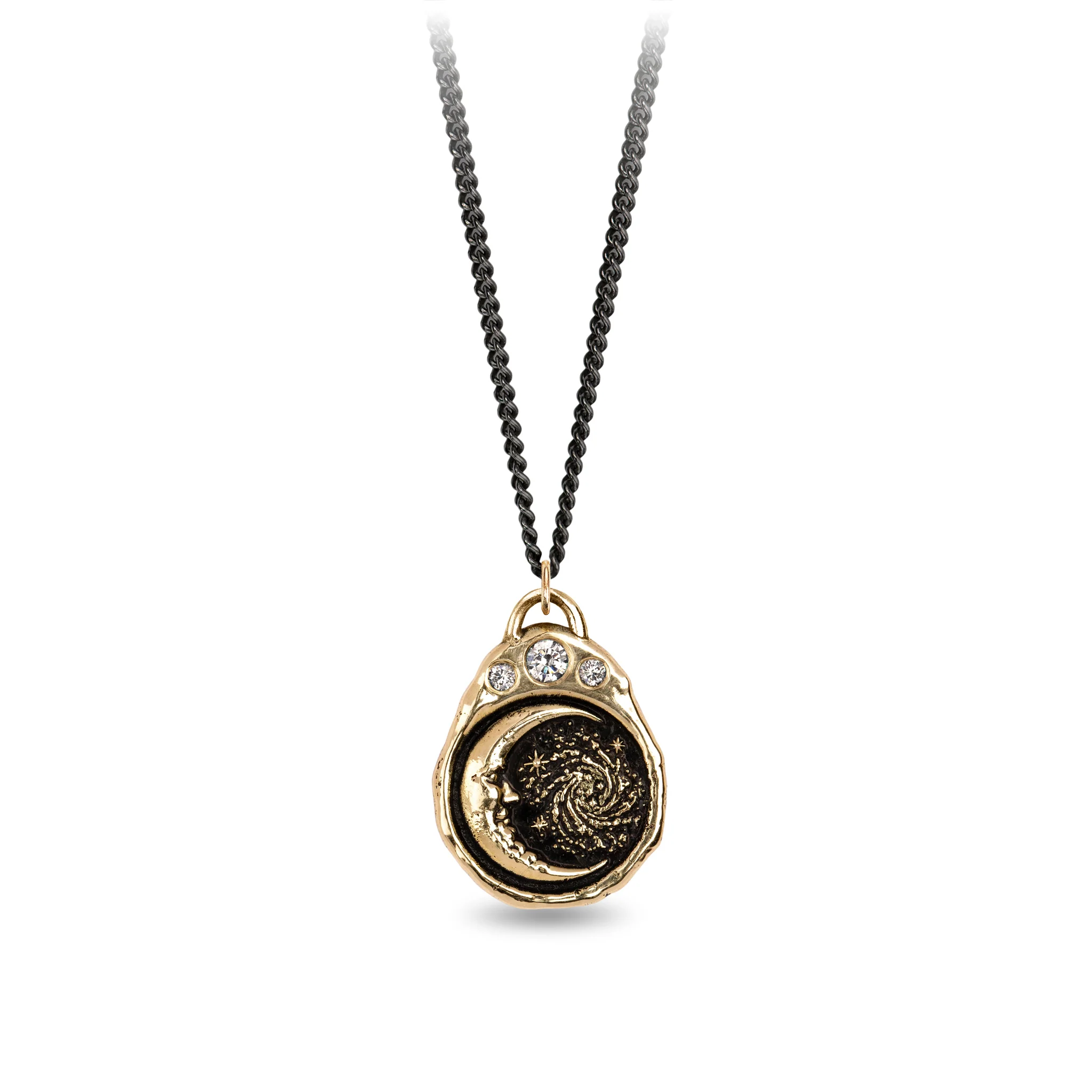 Trust the Universe 14K Gold Diamond Crown Talisman - Image 5