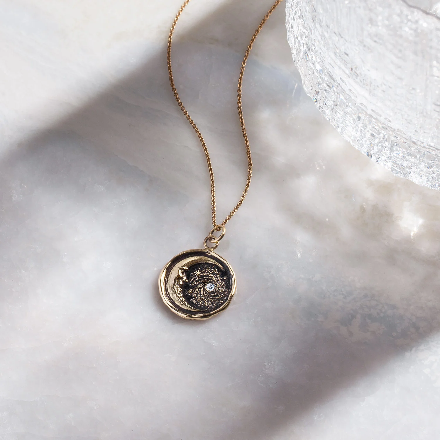 Trust the Universe 14K Gold Diamond Set Talisman - Image 3
