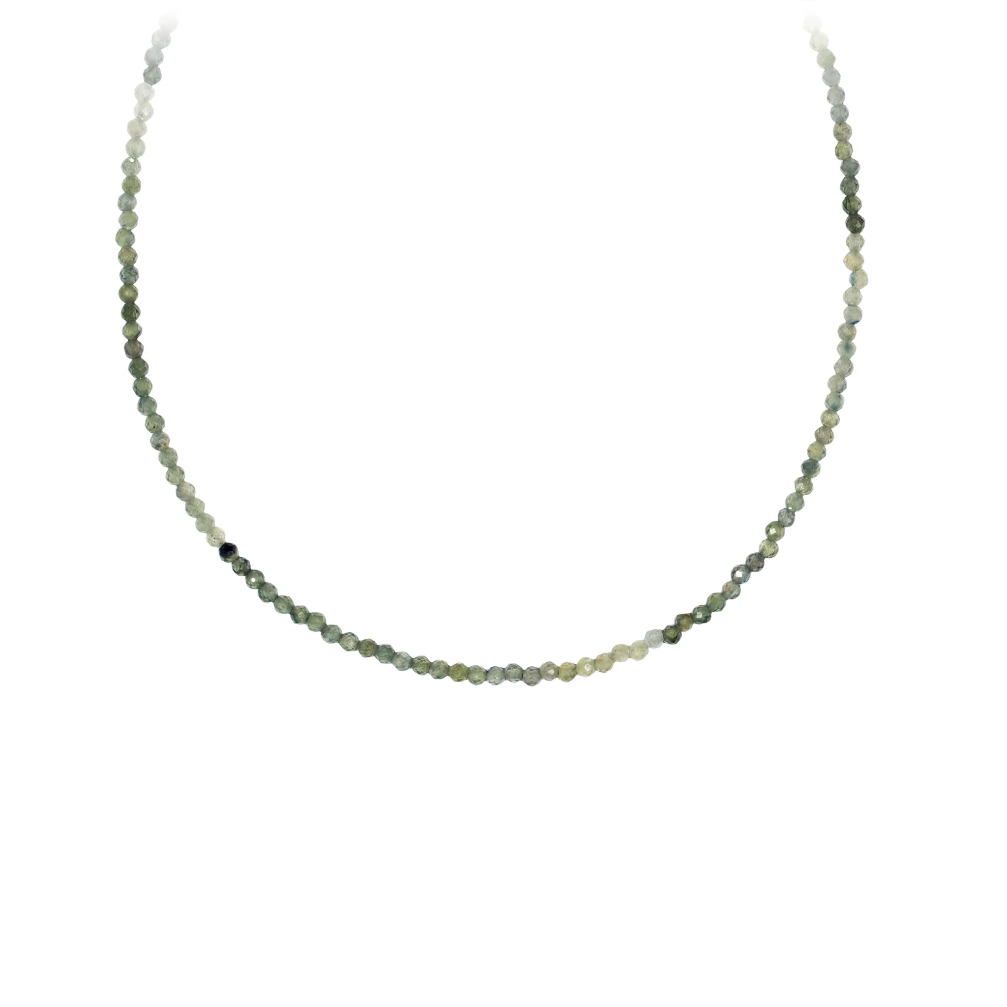 Variegated Green Sapphire 14K Gold Faceted Stone Choker with Talisman Clip - Image 4