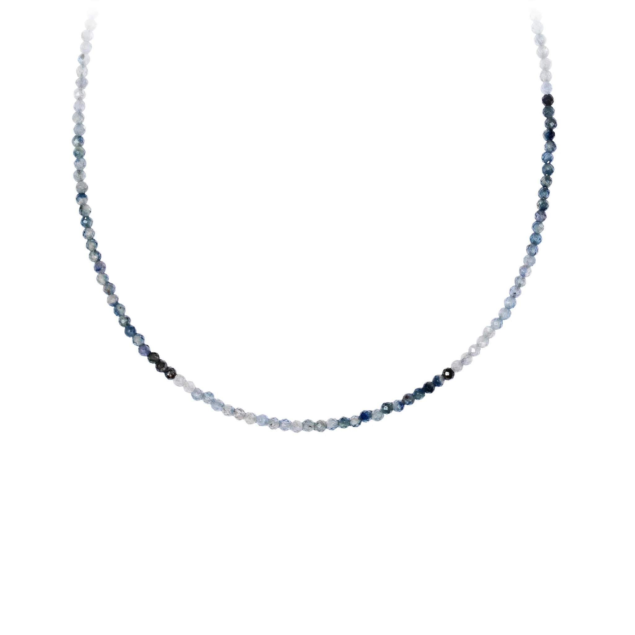 Variegated Teal Sapphire 14K Gold Faceted Stone Choker with Talisman Clip - Image 4