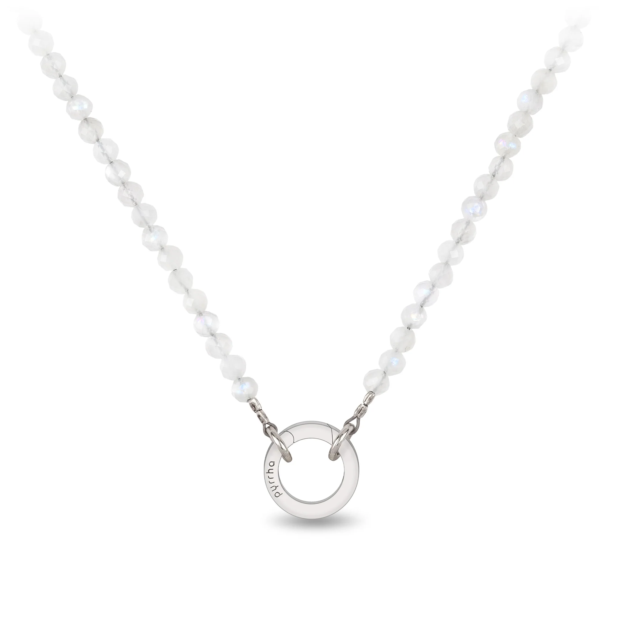 White Moonstone Faceted Stone Choker with Talisman Clip
