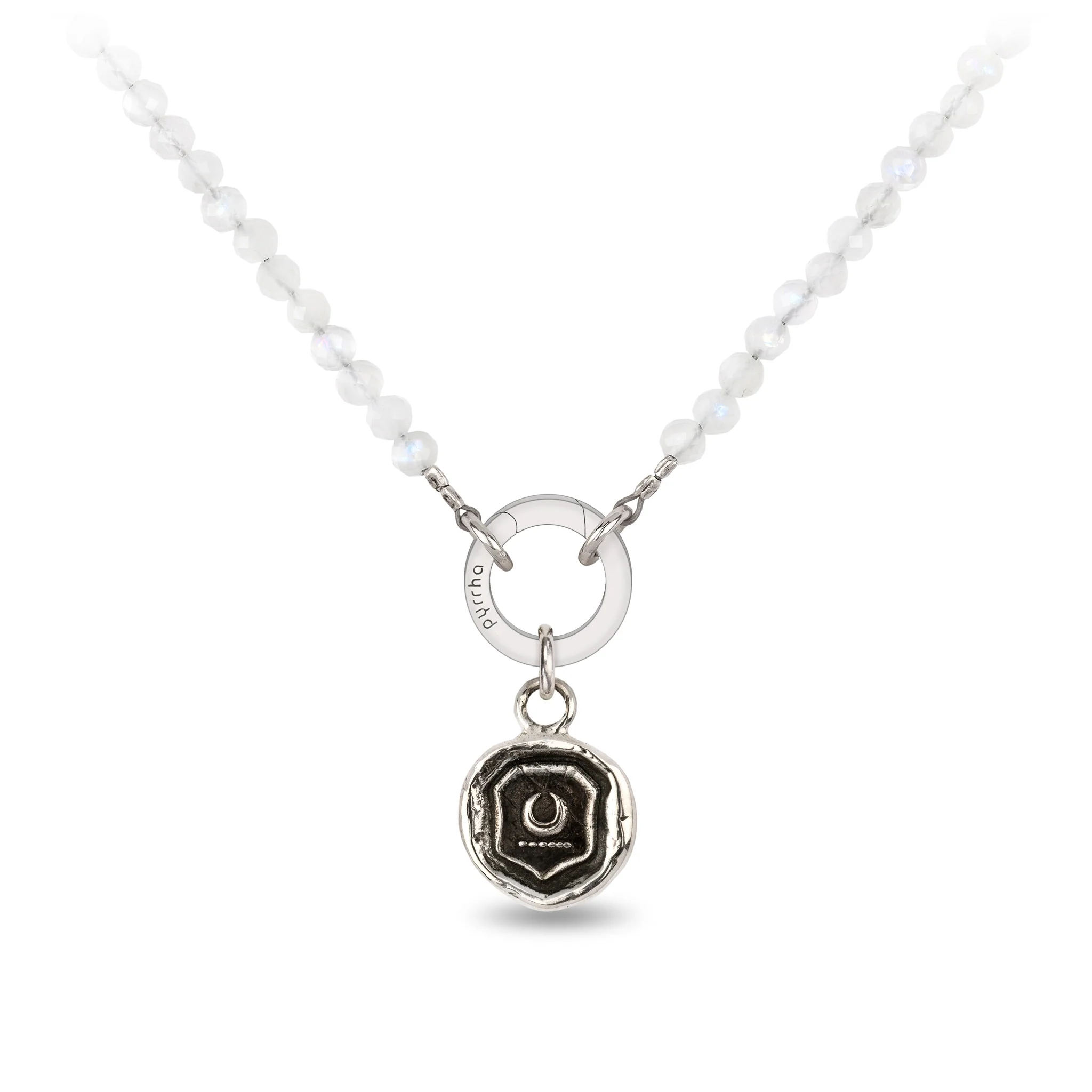 White Moonstone Faceted Stone Choker with Talisman Clip - Image 6